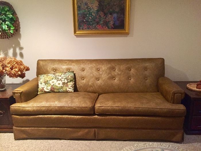 Vintage Sofa with Leather Like Fabric