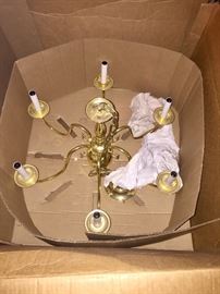 Brass 6 arm light chandelier, NIB
