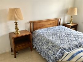MCM John Stuart Janus walnut collection bed and side tables