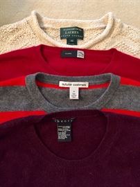 Cashmere sweaters from Theory, Saks Fifth Avenue, Autumn Cashmere. Cotton knit Ralph Lauren sweater.