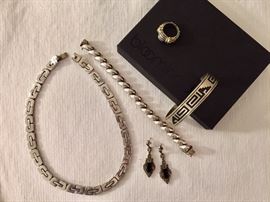 Sterling necklaces, bracelets, earrings and rings
