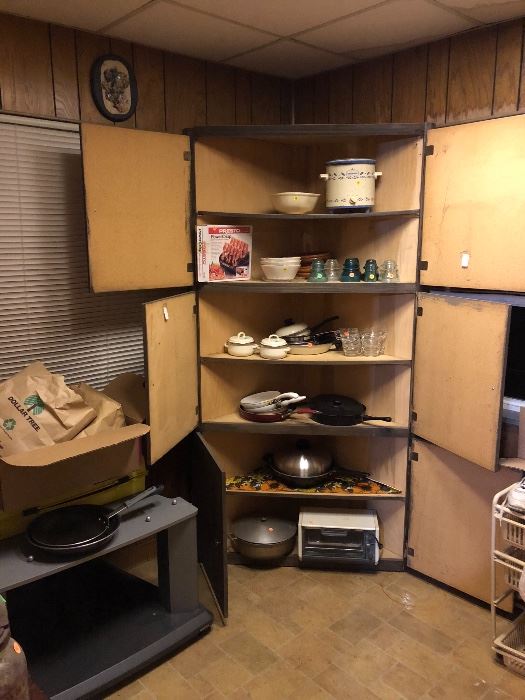 kitchen items, pots pans, serving items small appliences.