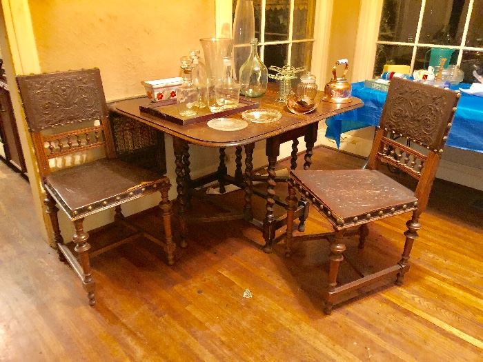 This item is available for sale prior to the first day of the sale.  The price:
$150 for set of five chairs 
Table not included