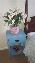 $25   Blue painted bedside table