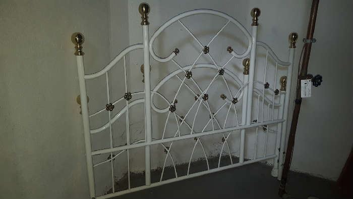 $75   White with gold accent full size bedframe