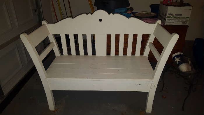 $80   White, wooden bench