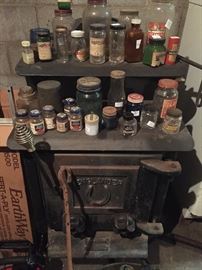 ENGLANDER CAST IRON STOVE
LOTS OF OLD GLASS BOTTLES