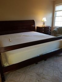 Baker Furniture Company King Sleigh Bed with unique open foot board