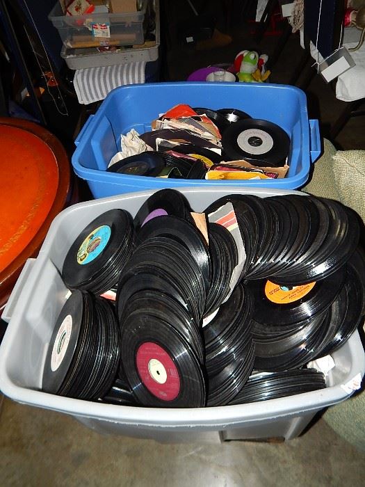 records, lps, 45's as found