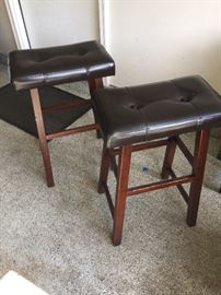 Pair of leather top stools