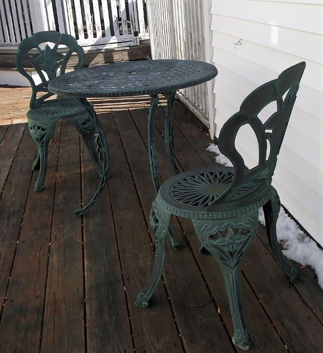 Verdigris bistro table and chairs