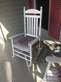 We have 2 white wood rocking chairs - perfect for spending spring on your porch!