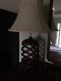 Solid wood helix lamp