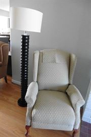 Lazyboy  wing back recliner and floor lamp