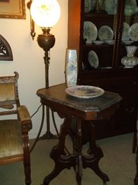 Piano lamp and marble top table