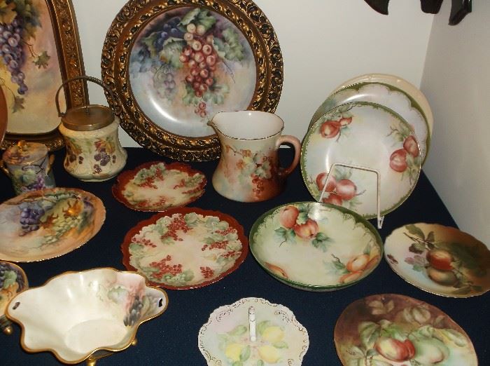 Handpainted  porcelain plates, bowls, pitchers
