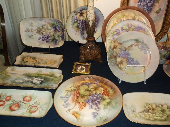 Handpainted porcelain plates and dessert trays