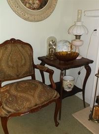 Center table with carvings and arm chair