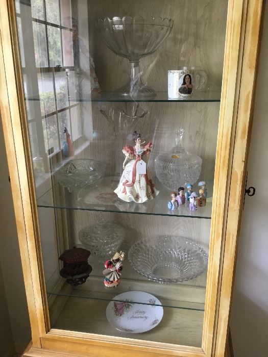 Display cabinet, Lenox figurines, etc