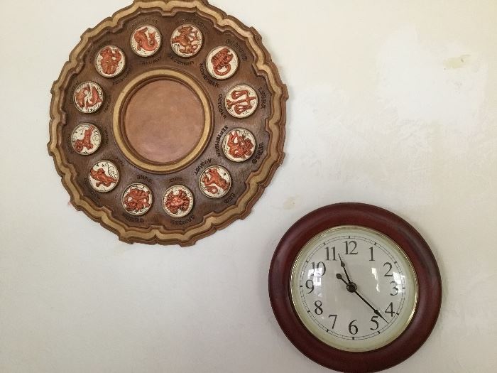 Zodiac plaque, wall clock