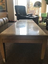 Mid century travertine marble coffee table
