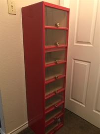 1960s red patent leather storage system