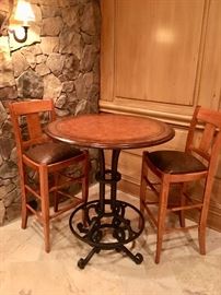Two 3 piece sets of Ambella bistro tables with Woodward barstools