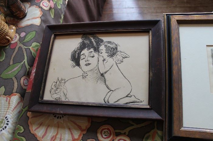 Original Charles Dana Gibson drawing, framed