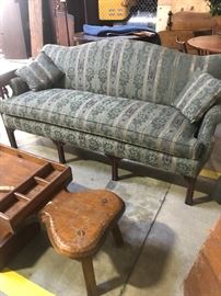 Scrolled arm sofa /cobblers bench