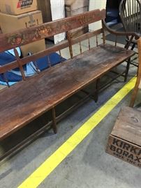 Single board Stenciled Windsor primitive bench