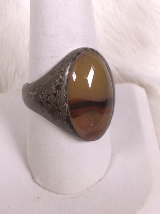 006 Sterling Mens Ring with Stone