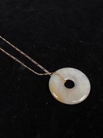 051 Jade  14k Gold necklace
