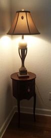 French side table, lamp