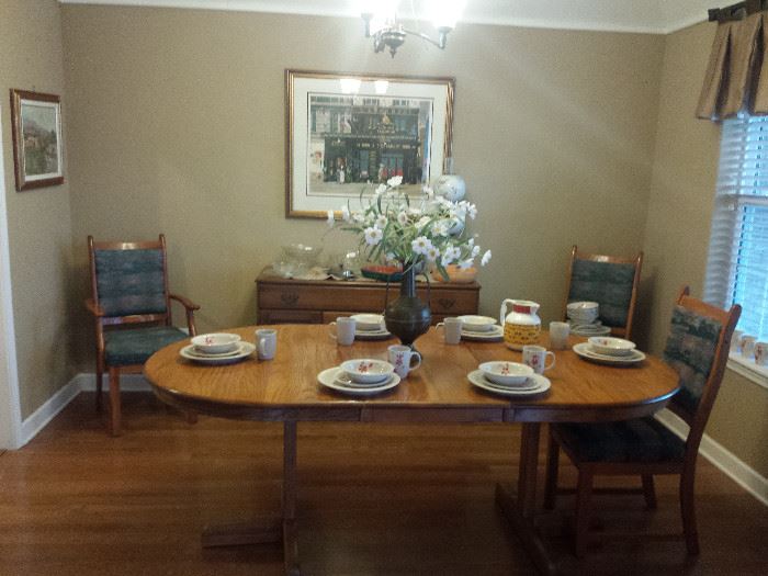 oak dining table with chairs