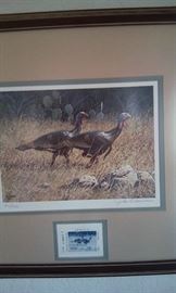 1991 John Dearman turkey signed & numbered print with stamp