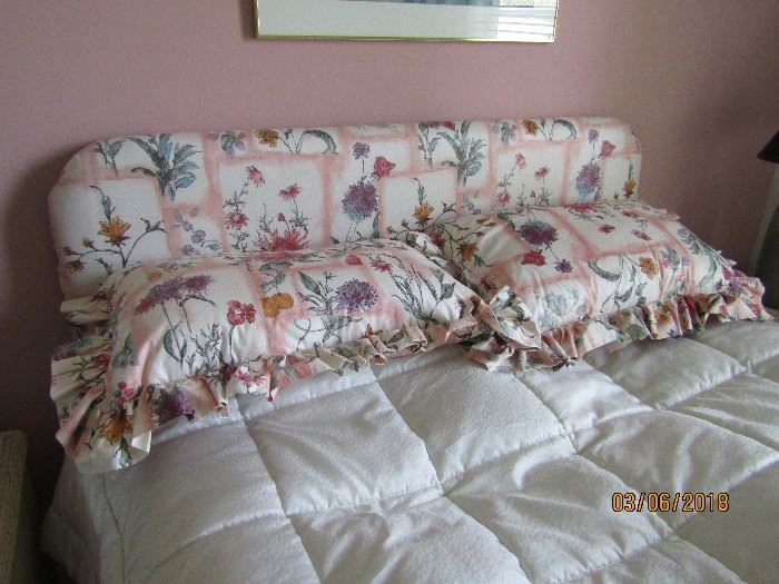PADDED HEADBOARD AND ALL THE FURNISHINGS.. CUSTOM MADE.. PERFECT FOR A GREAT GUEST ROOM... DOUBLE BED