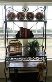wrought iron bakers rack and accessories