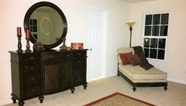 master bedroom dresser and chaise