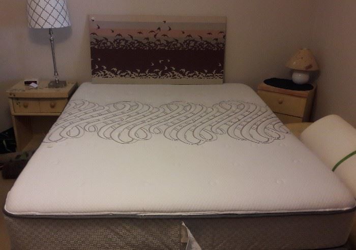 Queen pillow top bed and frame.