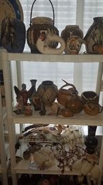 Native american pots, vases, dream catchers