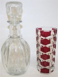 Crystal decanter and vase