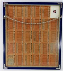 Cubs Sheet of Cards reverse, framed with glass