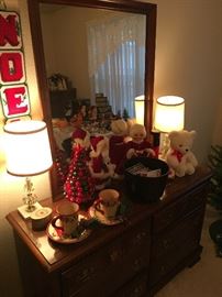 Bassett Dresser and lots of beautiful Christmas decorations and lamps!