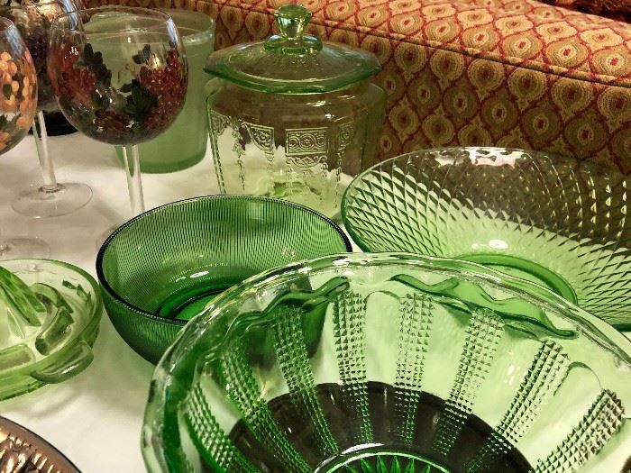 Assorted Green Depression Glass