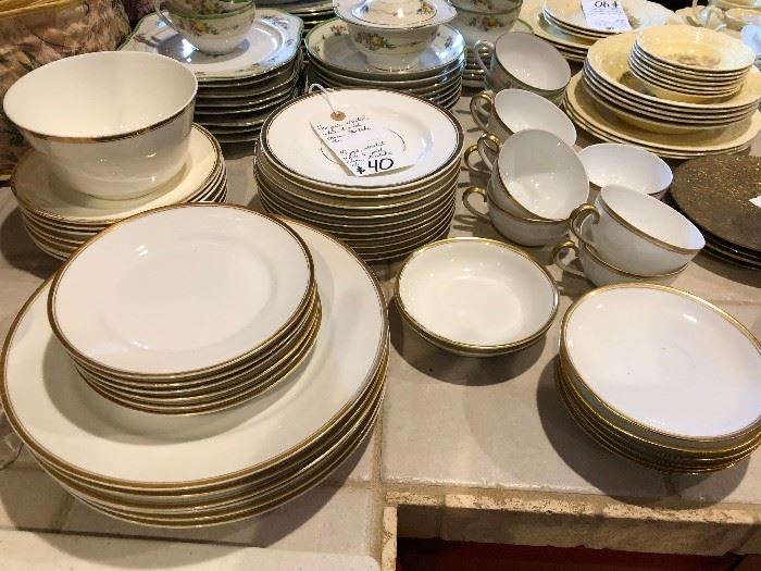 Assorted 1920's White and Gold China, some Noritake 