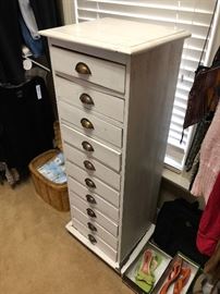 White Painted Narrow Chest, perfect for jewelry, scarves, etc. 