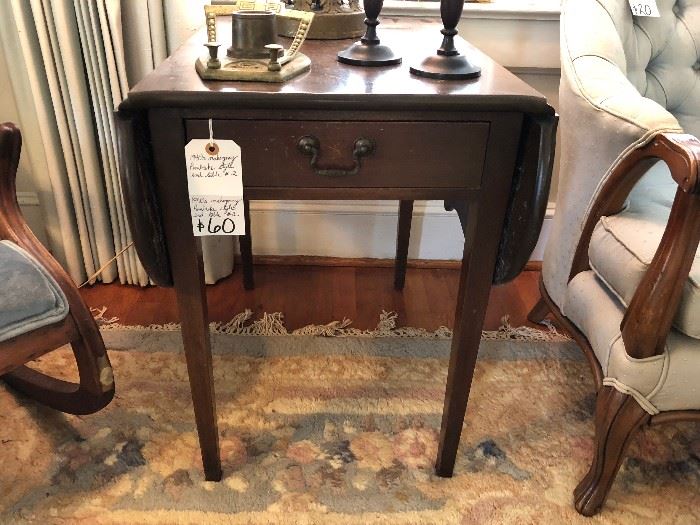 One of a Pair, 1940's Mahogany Pembroke Style End Tables