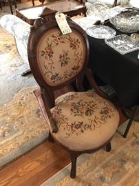Eastlake Ladies Chair with Needlepoint Upholstery 