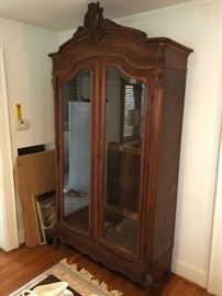 Large 19th C. French Armoire, glass has been added to doors to make a china cabinet