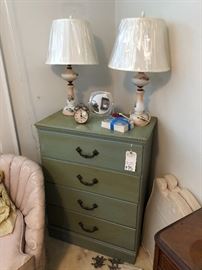 Green Painted Four Drawer Chest